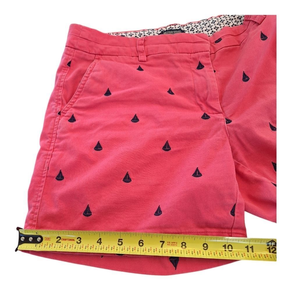 British Khaki Pink Shorts Embroidered Sailboats Cotton Stretch size 6 Pockets - Picture 10 of 12